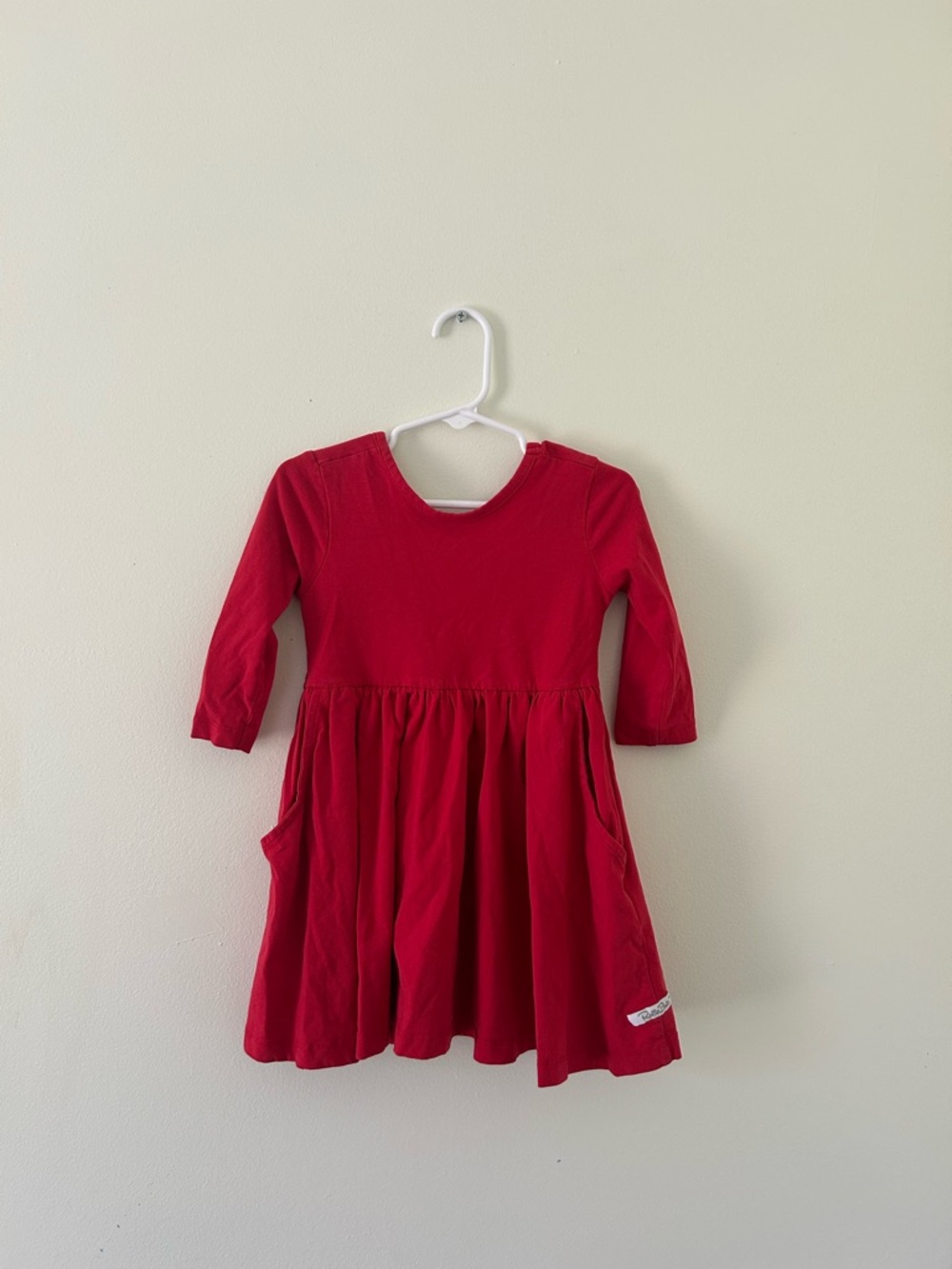 Ruffle Butts Red Long-Sleeve Twirl Dress with Pockets